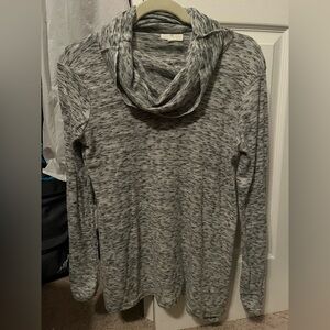 Thyme & Honey Gray White Speckled Marled Knit Cowl Neck Tunic Top Medium